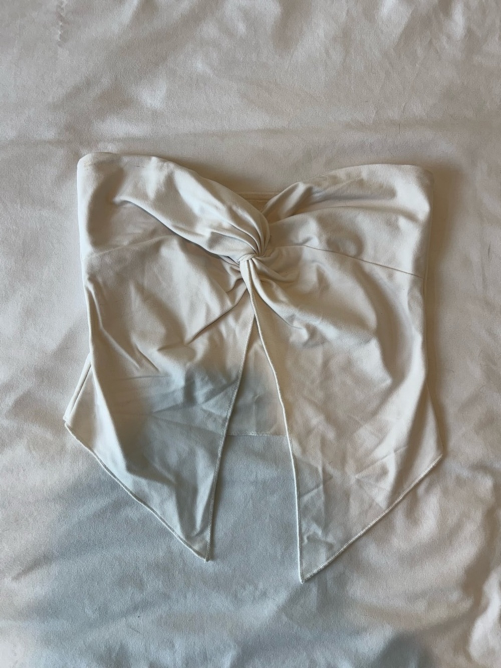 White Fox Boutique Ivory Twist Front Strapless Top